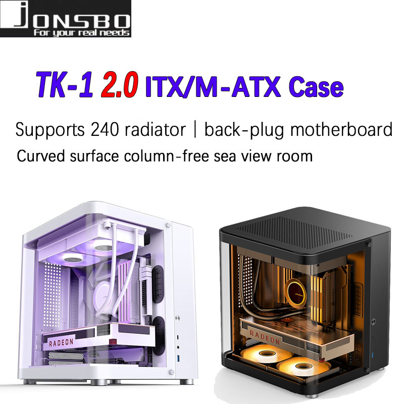Mini Itx Case Water Cooling Support - Jonsbo-冷却用の透明な強化ガラス製ミニケースTK-1/itx M-ATX,厚さ160mm