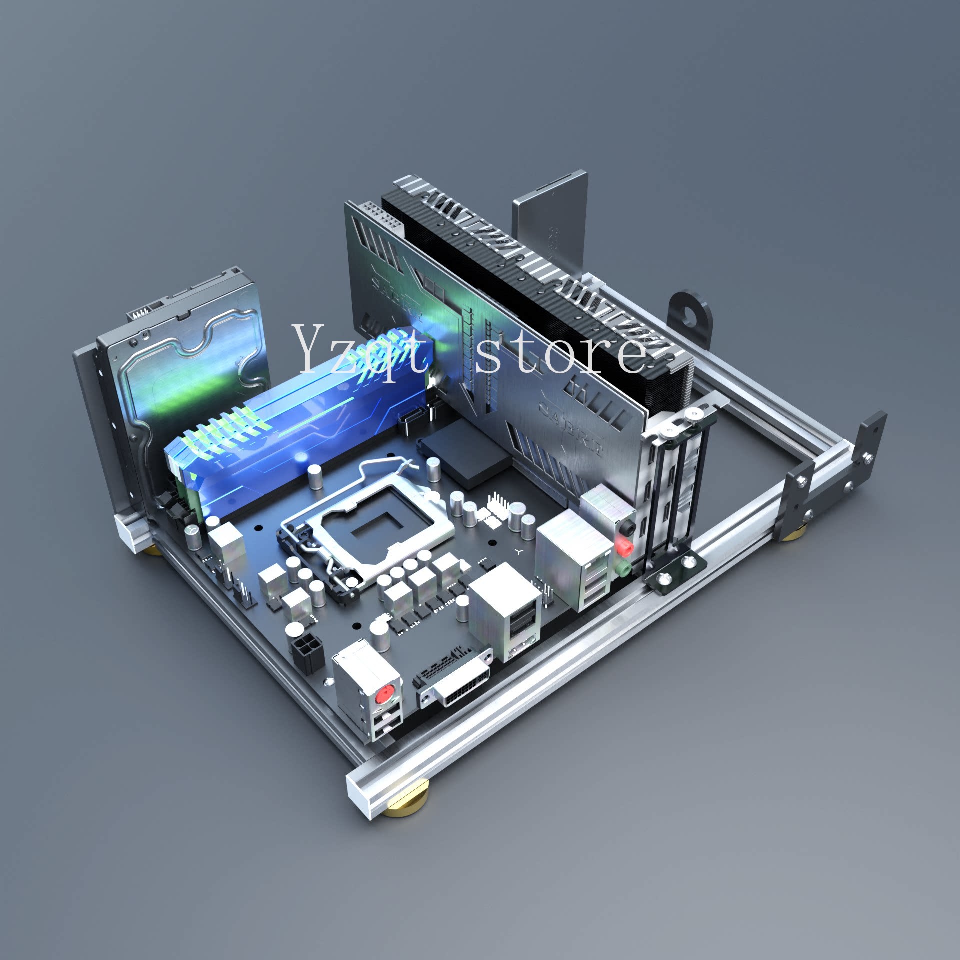 Mini Itx Case Water Cooling Support - アルミニウム合金製、オープン型PCケース、ITXミニマザーボード対応、デュアルチャネルX79/X99水冷対応