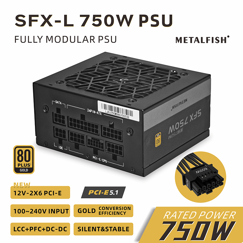 Sfx Power Supply 750W Gold - METALFISH SFX 750W 80PLUS ゴールド PSU